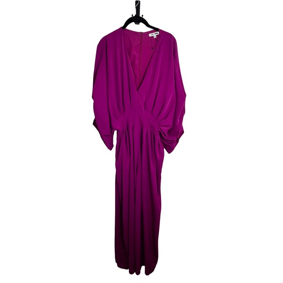 Fashion Nova Magenta Plunging Neck Dolman Sleeve Wide Leg Jumpsuit XL - Picture 3 of 4